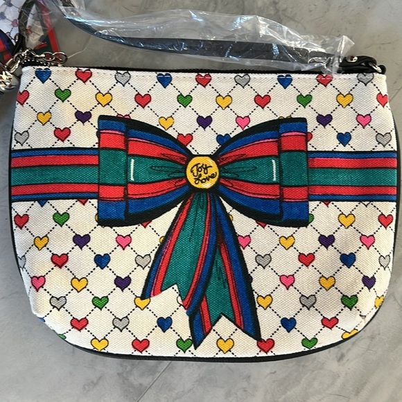 Brighton  NWT  Love & Joy Pouch  Canvas crossbody  multicolor/large seasonal bow - Picture 5 of 13